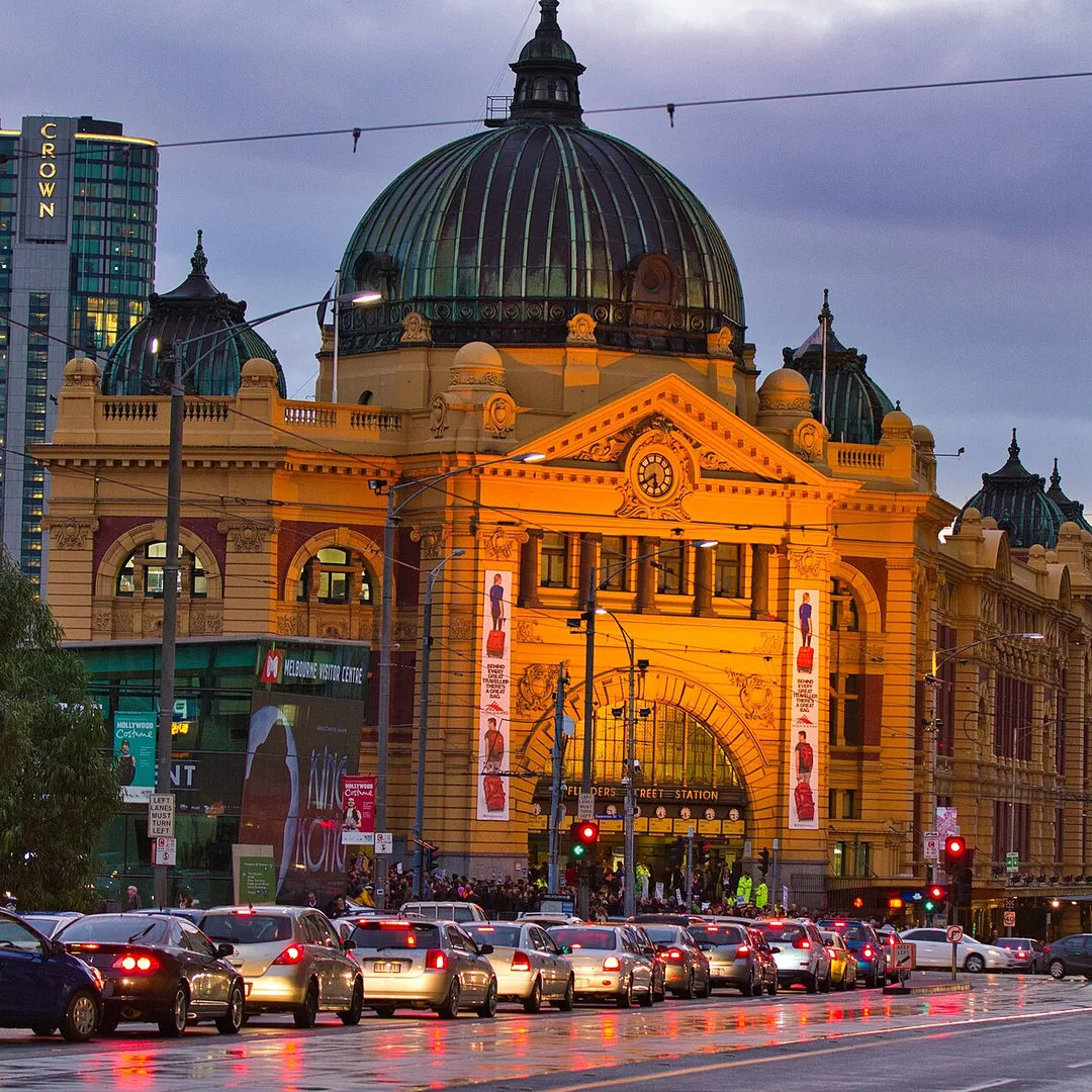 Flinders Street Station at dusk, Melbourne