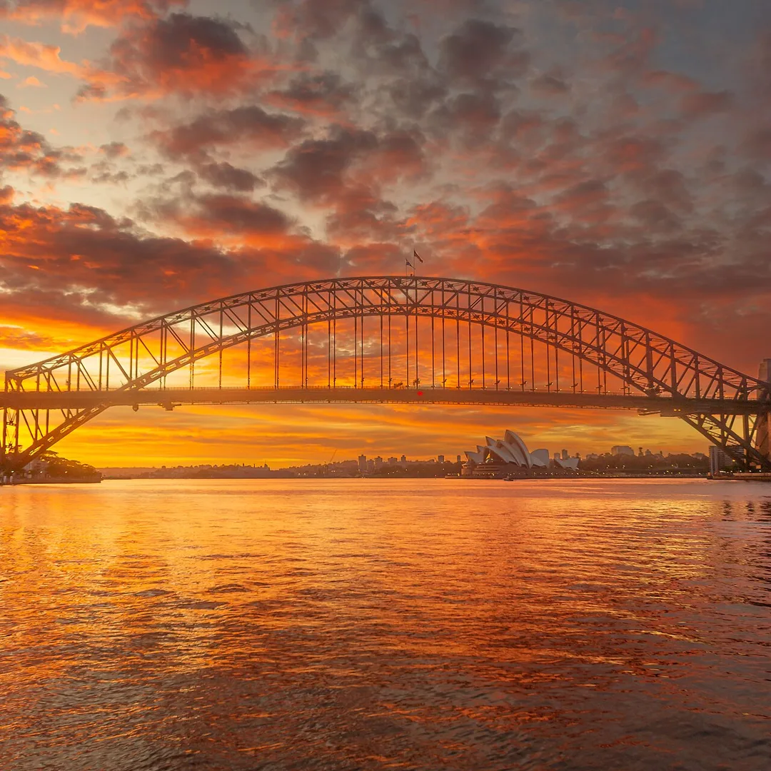 The Sydney Harbour Bridge at sunset