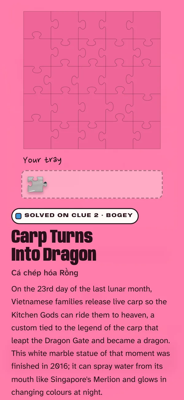 The story of the place: the carp that became a dragon.